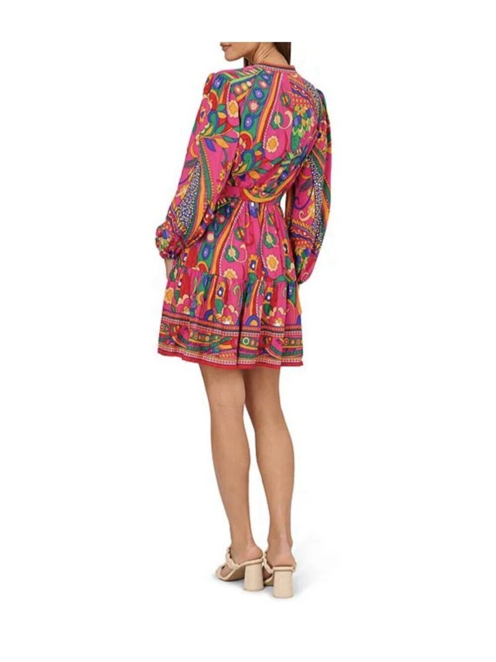 Adrianna by Adrianna Papell Abstract Printed Surplice V-Neck Long Sleeve Dress - Picture 2 of 16